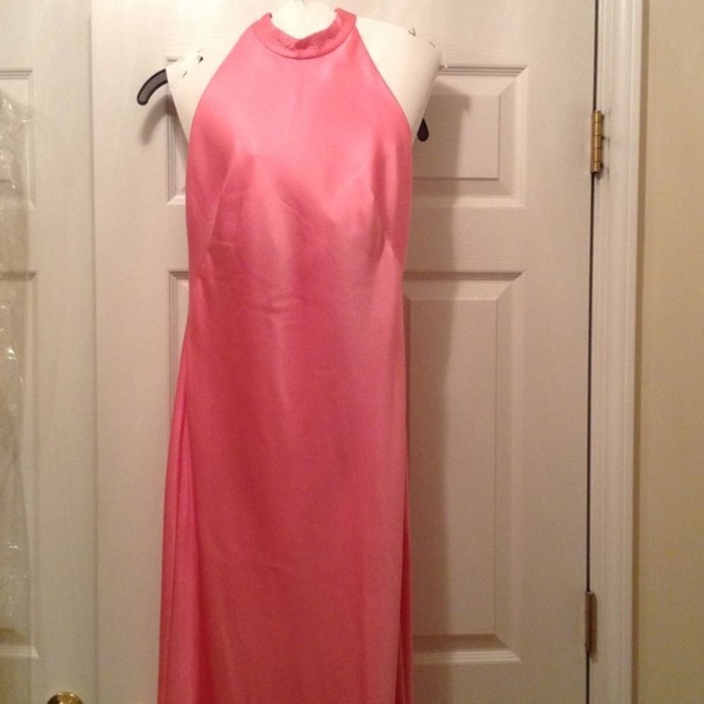 Long pink evening gown. Low back